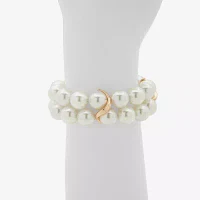 Worthington Gold Tone Simulated Pearl Stretch Bracelet