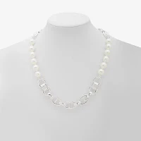 Worthington Silver Tone Simulated Pearl 17 Inch Collar Necklace