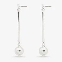 Worthington Silver Tone Simulated Pearl Drop Earrings