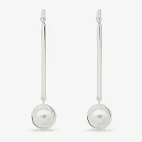 Worthington Silver Tone Simulated Pearl Drop Earrings