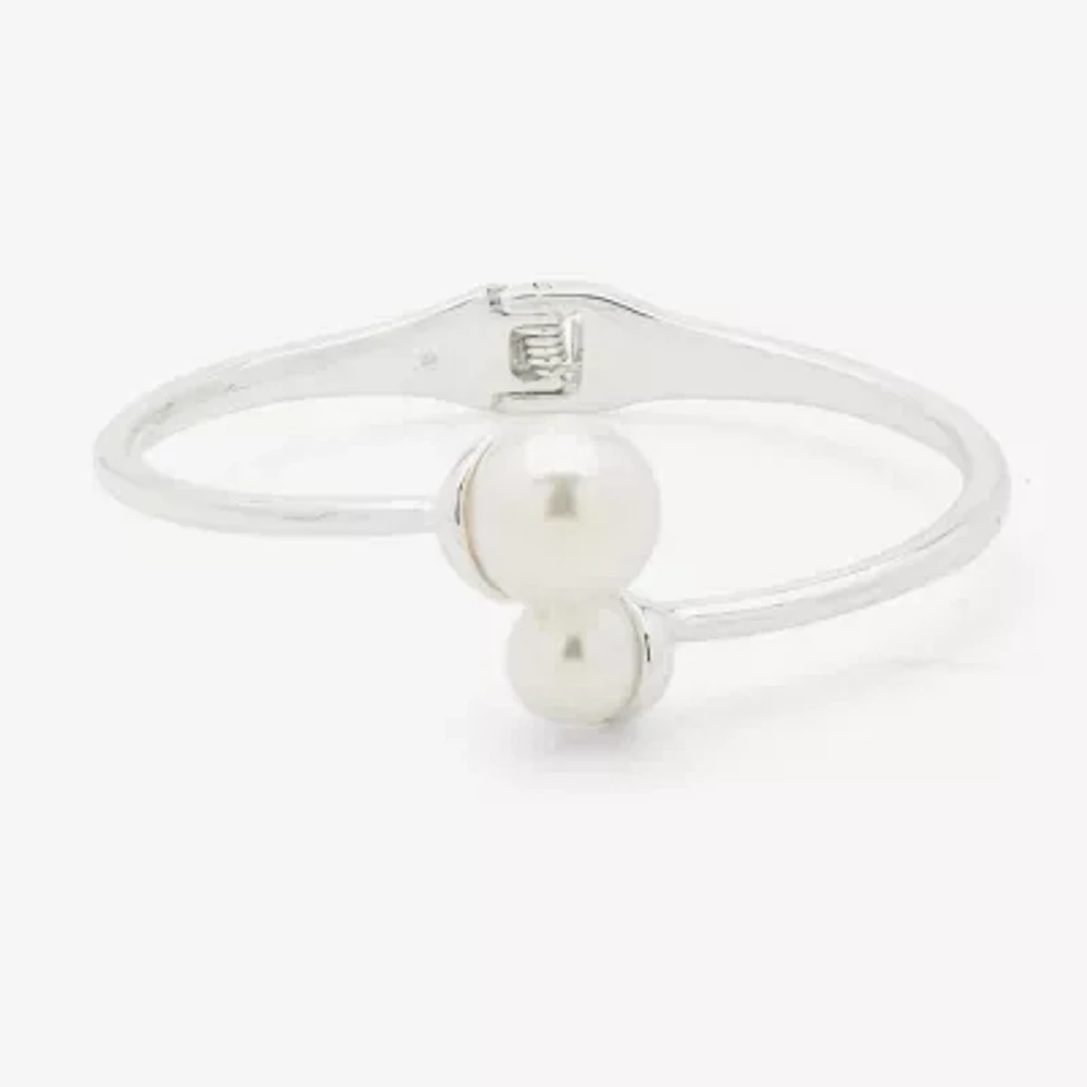 Worthington Silver Tone Simulated Pearl Cuff Bracelet