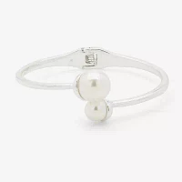 Worthington Silver Tone Simulated Pearl Cuff Bracelet