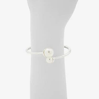 Worthington Silver Tone Simulated Pearl Cuff Bracelet