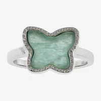 Silver Treasures Genuine Stone Amazonite Sterling Butterfly Band