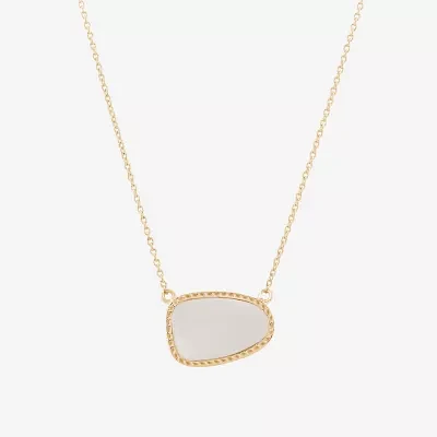 Silver Treasures Genuine Stone Mother Of Pearl 14K Gold Over Silver 18 Inch Rolo Pendant Necklace