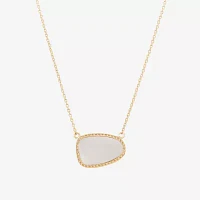 Silver Treasures Genuine Stone Mother Of Pearl 14K Gold Over Silver 18 Inch Rolo Pendant Necklace