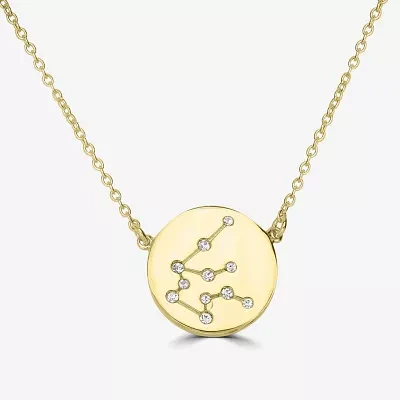 Sparkle Allure Zodiac Coin Crystal 14K Gold Over Brass 16 Inch Cable Round Pendant Necklace