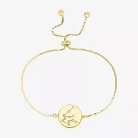 Sparkle Allure Zodiac Coin Crystal 14K Gold Over Brass Box Round Bolo Bracelet