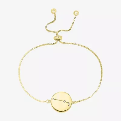 Sparkle Allure Zodiac Coin Womens Crystal 14K Gold Over Brass Round Bolo Bracelet