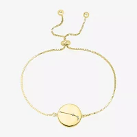 Sparkle Allure Zodiac Coin Womens Crystal 14K Gold Over Brass Round Bolo Bracelet