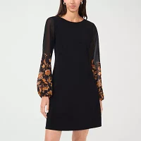 MSK Womens Long Sleeve Floral Shift Dress