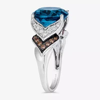 Le Vian® Grand Sample Sale™ Ring featuring 4 CT. Deep Sea Blue Topaz™ 1/5 Chocolate Diamonds® 1/6 Nude Diamonds™ set 14K Vanilla Gold®