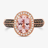 Le Vian® Grand Sample Sale™ Ring featuring Peach Morganite™ Chocolate Diamonds® and Vanilla Diamonds® set in 14K Strawberry Gold®