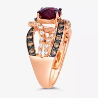 Le Vian® Grand Sample Sale™ Raspberry Rhodolite® and Chocolate & Vanilla Diamonds™ Ring in 14K Strawberry Gold®