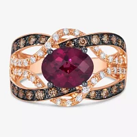 Le Vian® Grand Sample Sale™ Raspberry Rhodolite® and Chocolate & Vanilla Diamonds™ Ring in 14K Strawberry Gold®