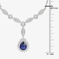 Womens Lab Created Blue Sapphire Sterling Silver Pendant Necklace