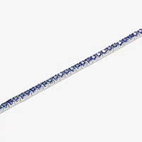 Lab Created Blue Sapphire Sterling Silver Round 7 Inch Tennis Bracelet