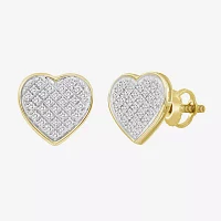 1/4 CT. T.W. Natural White Diamond 10K Gold 10.2mm Heart Stud Earrings