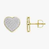 1/4 CT. T.W. Natural White Diamond 10K Gold 10.2mm Heart Stud Earrings