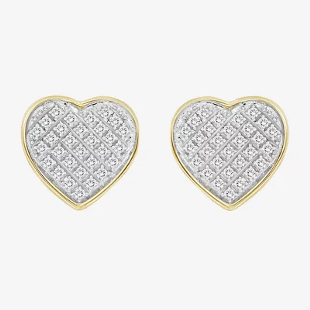 1/4 CT. T.W. Natural White Diamond 10K Gold 10.2mm Heart Stud Earrings