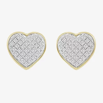 1/4 CT. T.W. Natural White Diamond 10K Gold 10.2mm Heart Stud Earrings