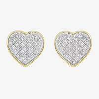 1/4 CT. T.W. Natural White Diamond 10K Gold 10.2mm Heart Stud Earrings