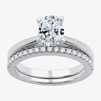 I Said Yes (G / Si1-Si2) Womens 1 1/4 CT. T.W. Lab Grown White Diamond Sterling Silver Oval Side Stone Solitaire Bridal Set