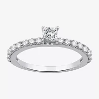 (G / Si1-Si2) Womens 1/2 CT. T.W. Lab Grown White Diamond 10K Gold Side Stone Engagement Ring