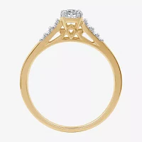 G / Si1-Si2) Womens 1/2 CT. T.W. Lab Grown White Diamond 10K Gold Round Side Stone Engagement Ring