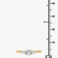 G / Si1-Si2) Womens 1/2 CT. T.W. Lab Grown White Diamond 10K Gold Round Side Stone Engagement Ring