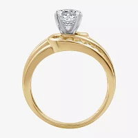 (G / Si1-Si2) Womens 2 CT. T.W. Lab Grown White Diamond 14K Gold Side Stone Bypass  Engagement Ring