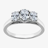 Love Lives Forever (G / Si1-Si2) Womens CT. T.W. Lab Grown White Diamond 10K Gold Oval 3-Stone Engagement Ring