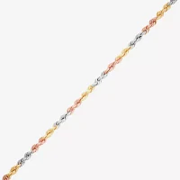 10K Tri-Color Gold Inch Hollow Rope Chain Necklace