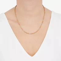 10K Tri-Color Gold Inch Hollow Rope Chain Necklace