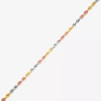 10K Tri-Color Gold 22 Inch Hollow Rope Chain Necklace