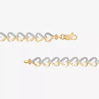 14K Two Tone Gold 7.5 Inch Solid Link Crown Link Bracelet