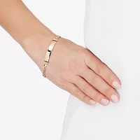 14K Two Tone Gold 7.5 Inch Solid Link Id Bracelet