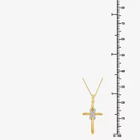 Yes, Please! Womens 1/10 CT. T.W. Lab Grown White Diamond Sterling Silver Cross Pendant Necklace