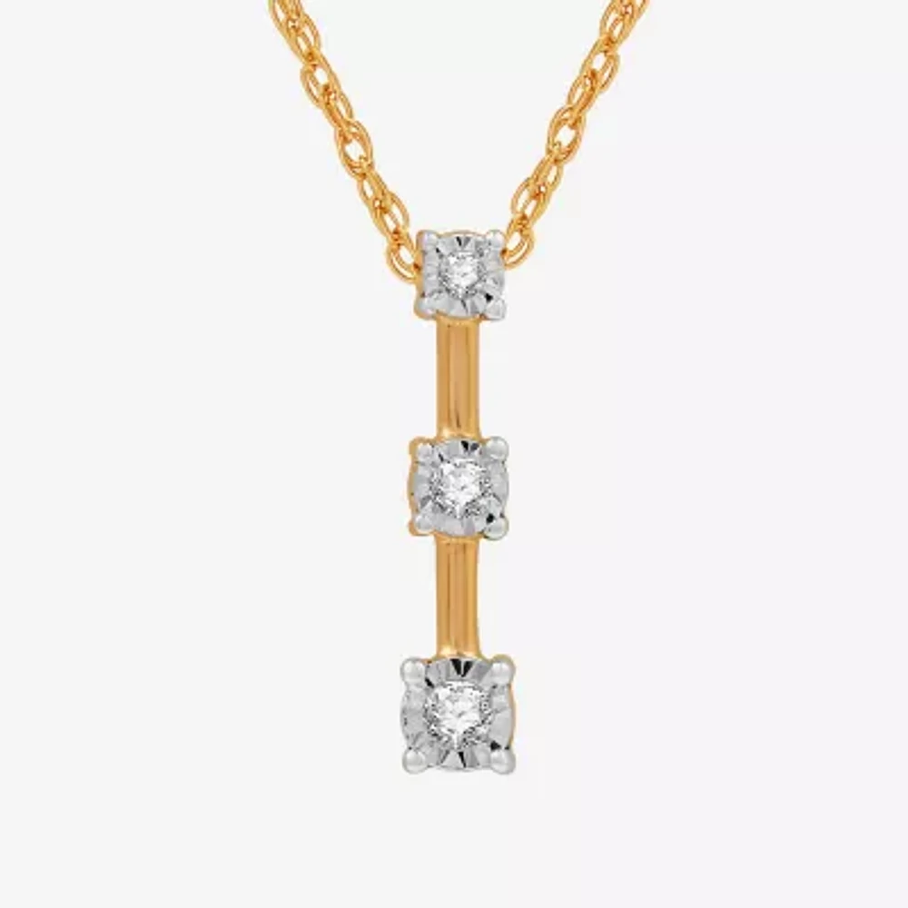 Yes, Please! Womens 1/10 CT. T.W. Lab-Grown Diamond 3-Stone Pendant Necklace Sterling Silver