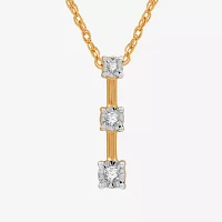 Yes, Please! Womens 1/10 CT. T.W. Lab-Grown Diamond 3-Stone Pendant Necklace Sterling Silver