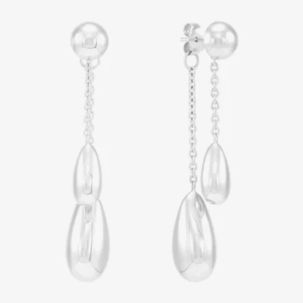 Sterling Silver Circle Round Drop Earrings