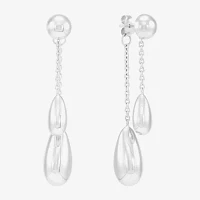 Sterling Silver Circle Round Drop Earrings