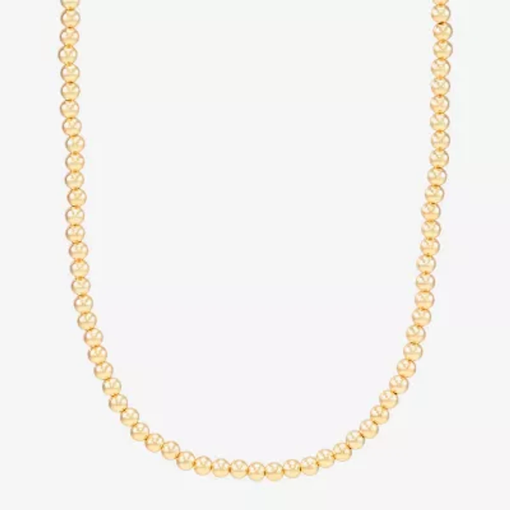 Womens 14K Gold Over Silver Round Beaded Necklace