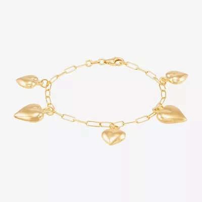 Made in Italy 14K Gold Over Silver Heart Charm Bracelet