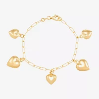 Made in Italy 14K Gold Over Silver Heart Charm Bracelet