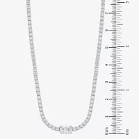 Diamonart Womens White Cubic Zirconia Sterling Silver Oval Tennis Necklaces