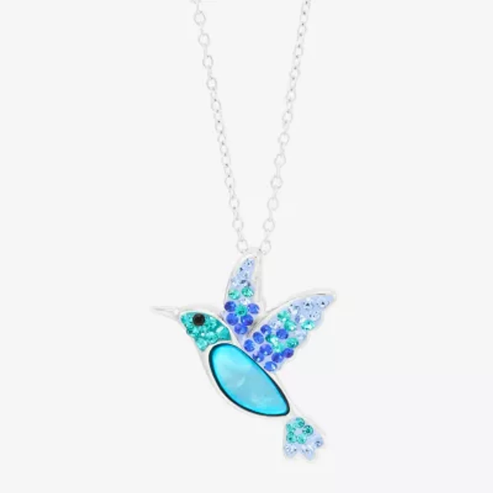 Womens Multi Color Crystal Sterling Silver Pendant Necklace