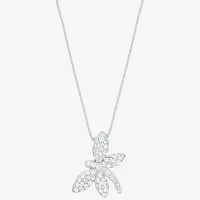 Dragonfly Womens Crystal Sterling Silver Pendant Necklace