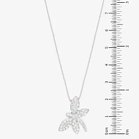 Dragonfly Womens Crystal Sterling Silver Pendant Necklace