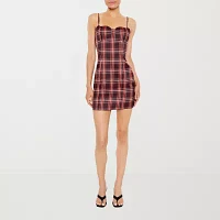 Forever 21 Heart Corset Womens Sleeveless Plaid Bodycon Dress Juniors